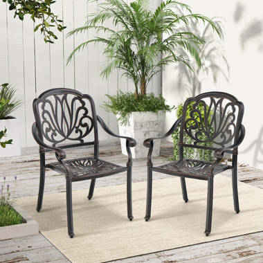 Charlton Home Outdoor Dining Armchair with Cushion Wayfair